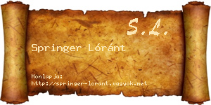 Springer Lóránt névjegykártya